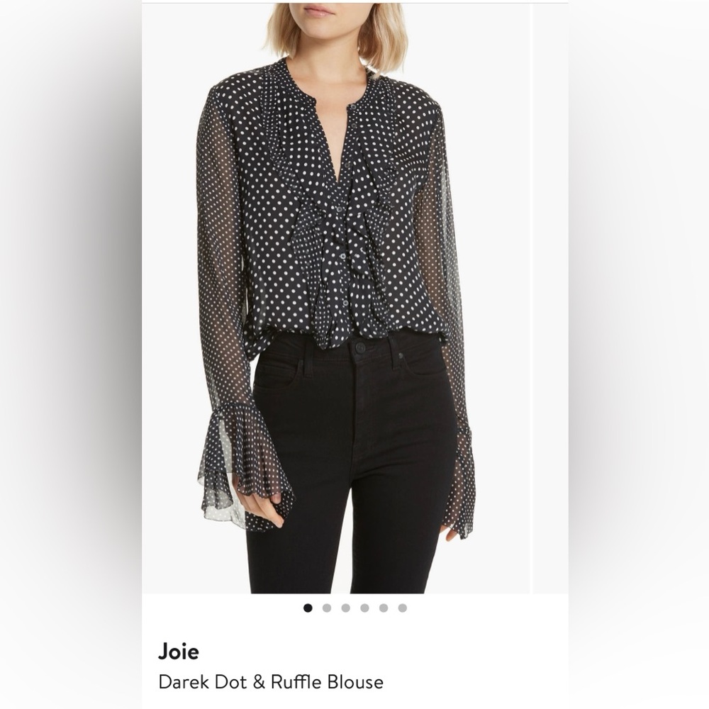 Joie Black and White Polka Dot Ruffle Blouse-Darek Dot & Ruffle Blouse.